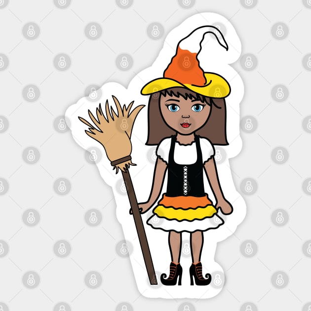 Candy Corn Witch Halloween Trick or Treat Sticker 2 Sticker by PLLDesigns